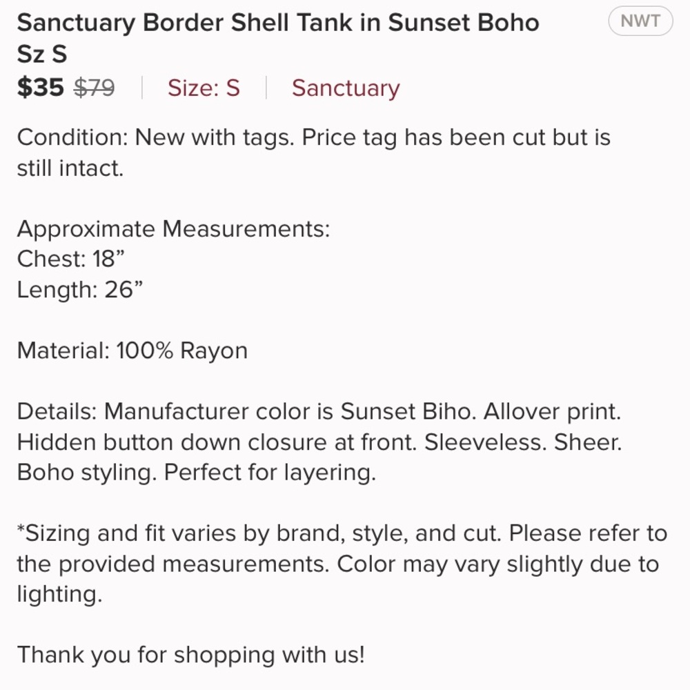 Sanctuary Border shell tank in Sunset Boho - Picture 8 of 8